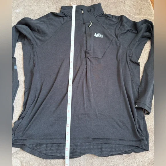 REI Co Op Polartec Black Half-Zip Pullover Base Layer Long Sleeve Zip Pocket XL - Picture 10 of 10